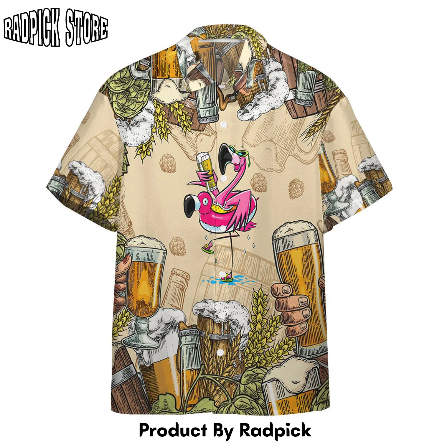Radpick 3d flamingo and beer custom hawaii shirt rp292832